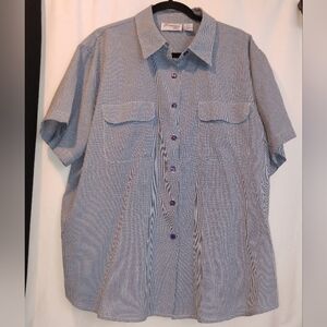 Joanna Plus Women's S/S Button Down Pockets Checkered Blouse Shirt SZ 20W